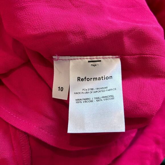 NWT Reformation Esther Dress Pink Tie Straps Ruffled V-neck Short Size 10 - Picture 6 of 6